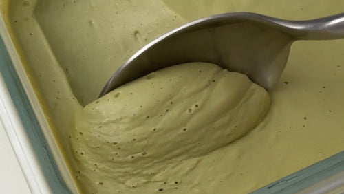 matcha mousse with sweet sesame tahini
