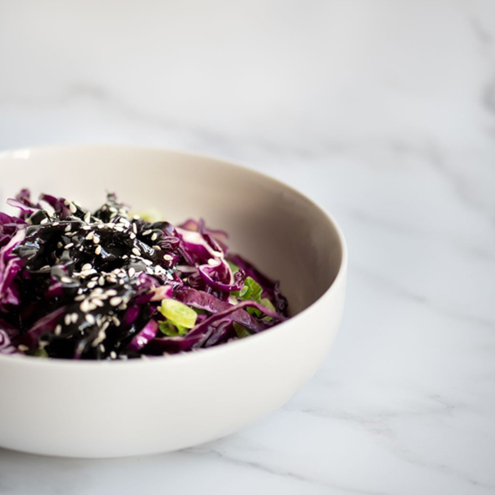 purple cabbage & japanese black tahini salad